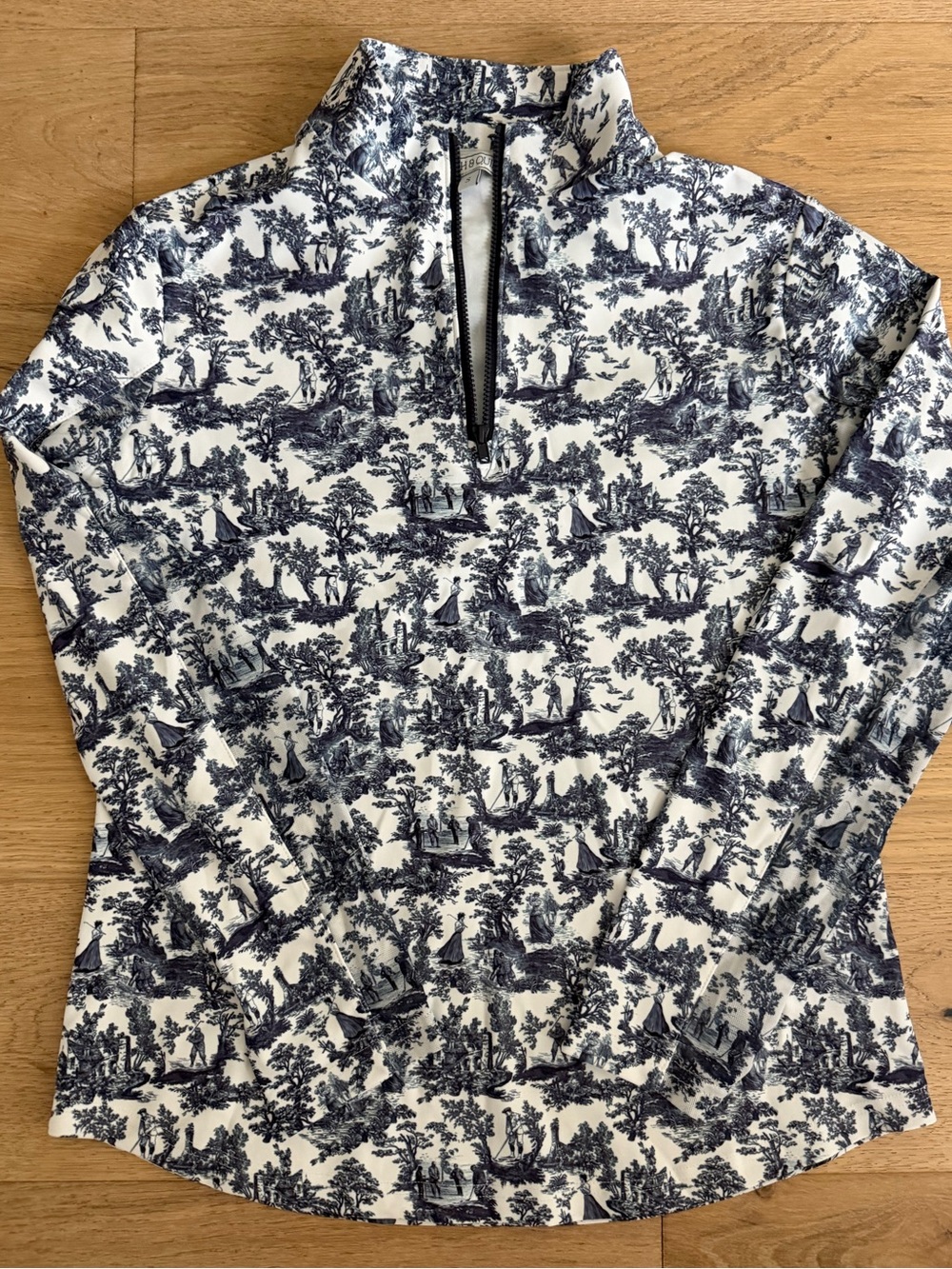 Smith & Quinn Quarter-Zip Pullover in Navy Toile Print - Picture 1 of 2